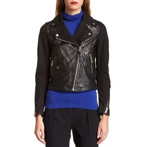 Mackage Minella Leather Canvas Biker Jacket